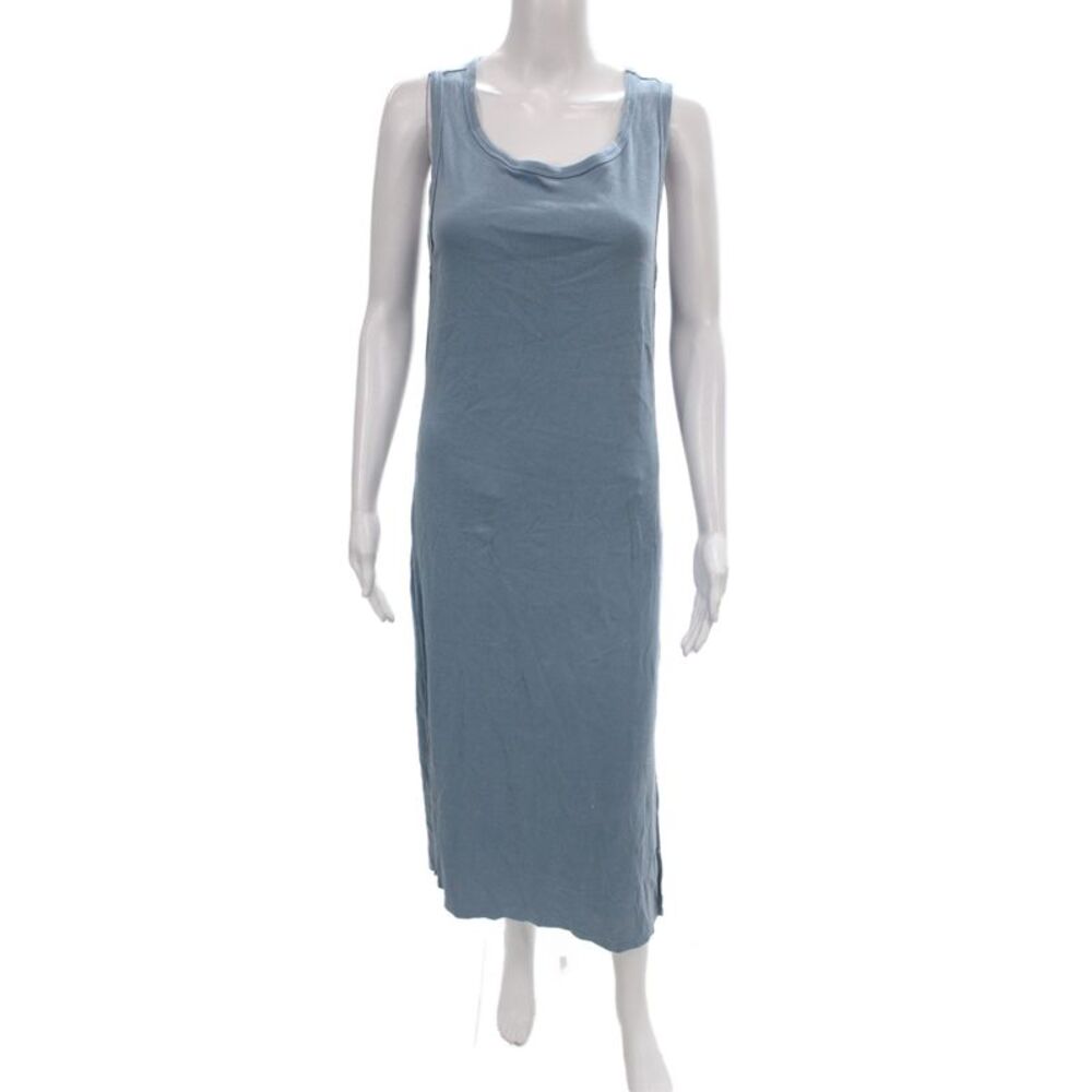 Dylan Women Tank Dress Blue Scoop Neck Sleeveless Cotton Long Size M